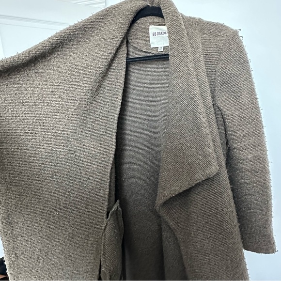 BB Dakota Taupe Knit Cardigan Coat Wool Mix Size XS - Picture 4 of 10